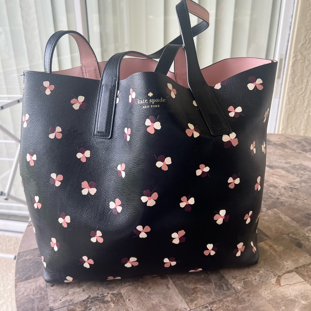 Kate Spade  Black and Pink Floral Tote